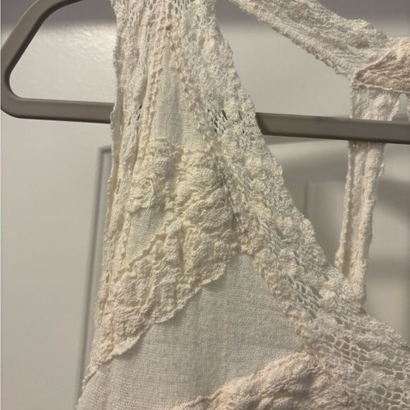 Jen’s Pirate Booty Free People Crochet Knit Cream Gauzy Top Size Small - Picture 3 of 7